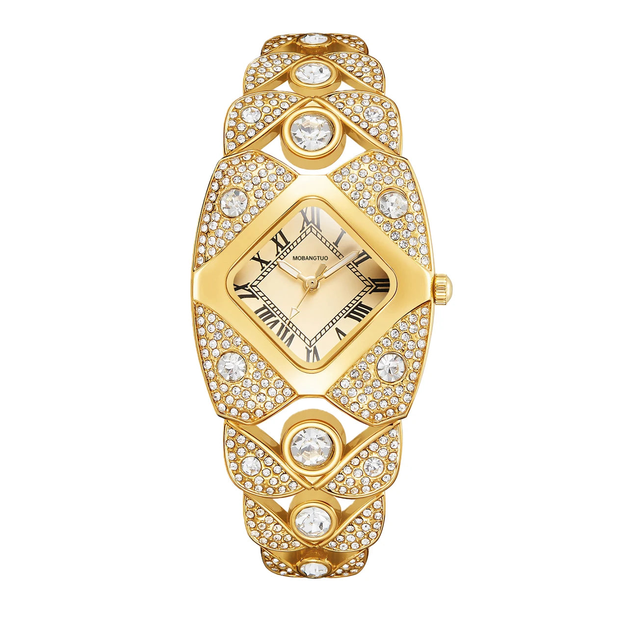 Crystalline Radiance: Diamond-Shaped Roman Numeral Watch