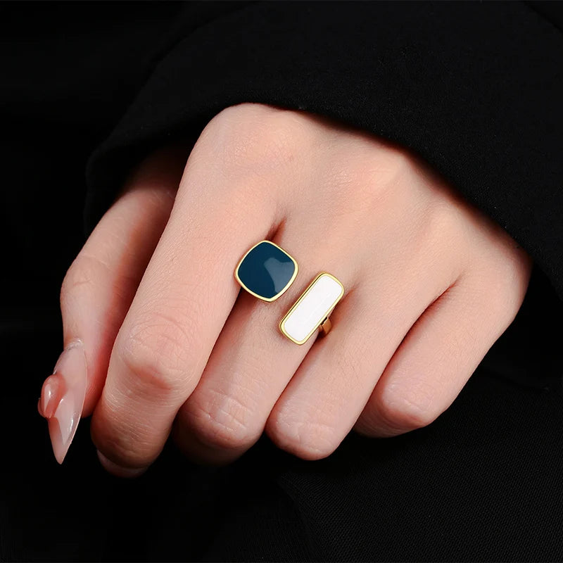 Modern Women’s Statement - Geometric Open Ring with Disc