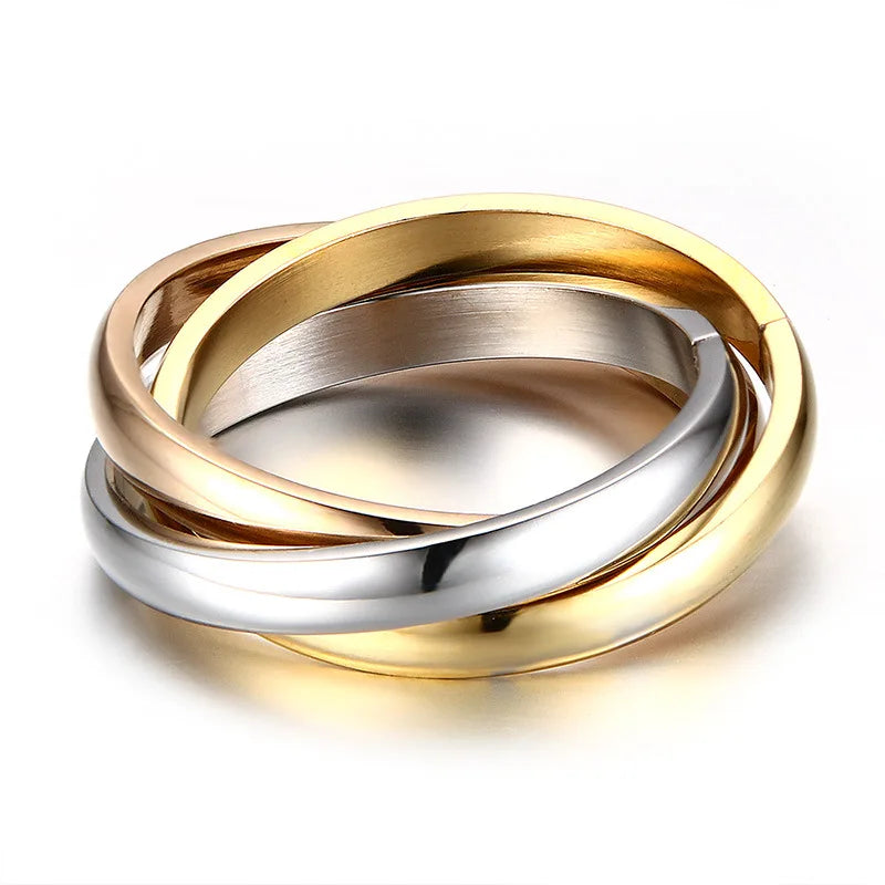 Classic Three-Round Ring Set Gold Plated Women’s Elegance