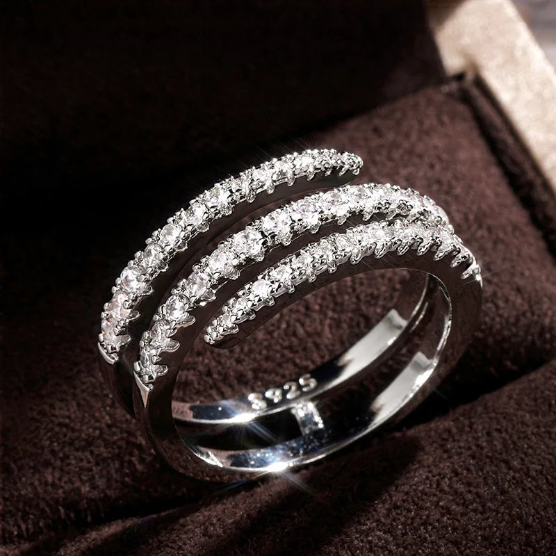 The Majestic Surround Shimmer Geometric Bridal Ring