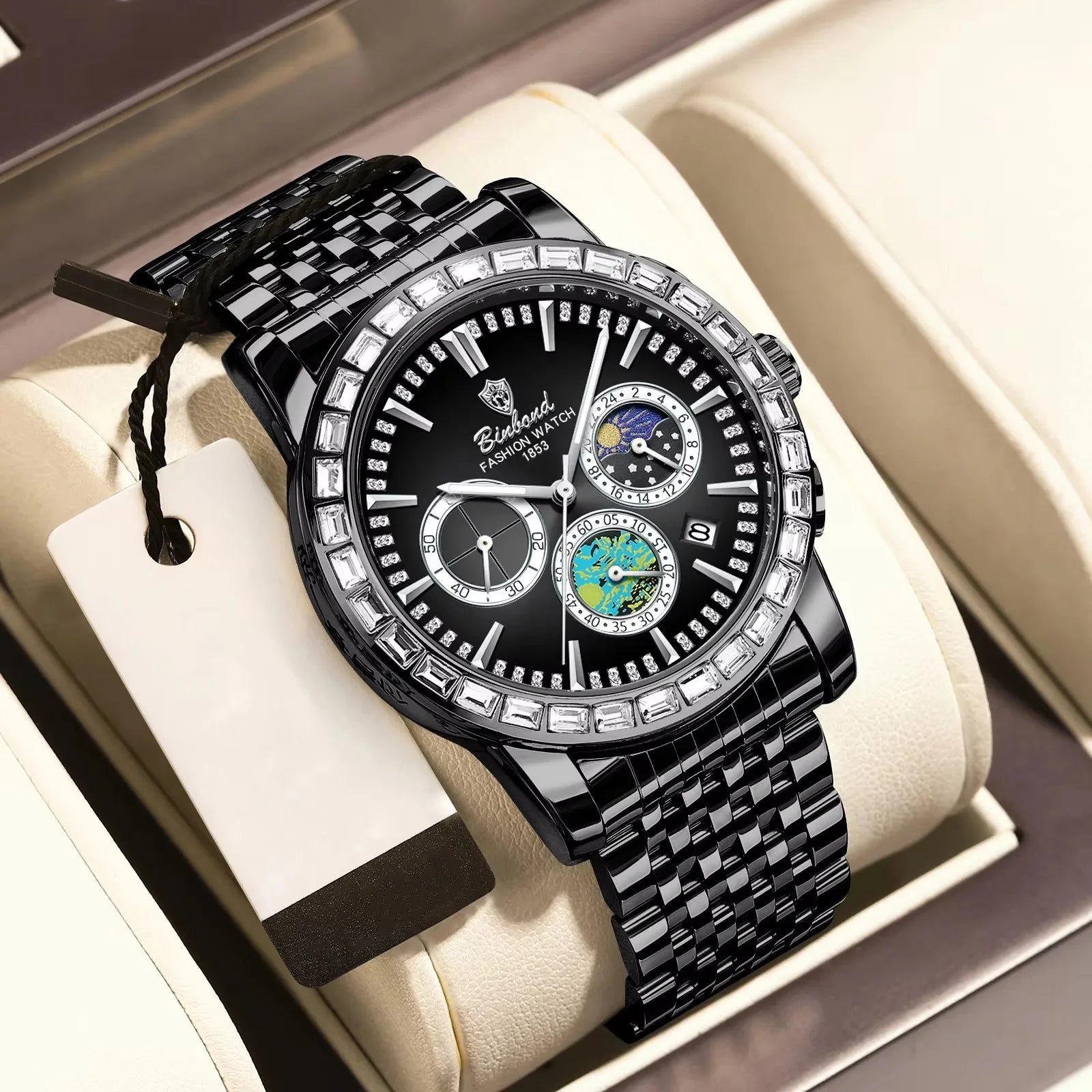 Stellar Command Binbond Diamond-Dial Luxury Chronograph