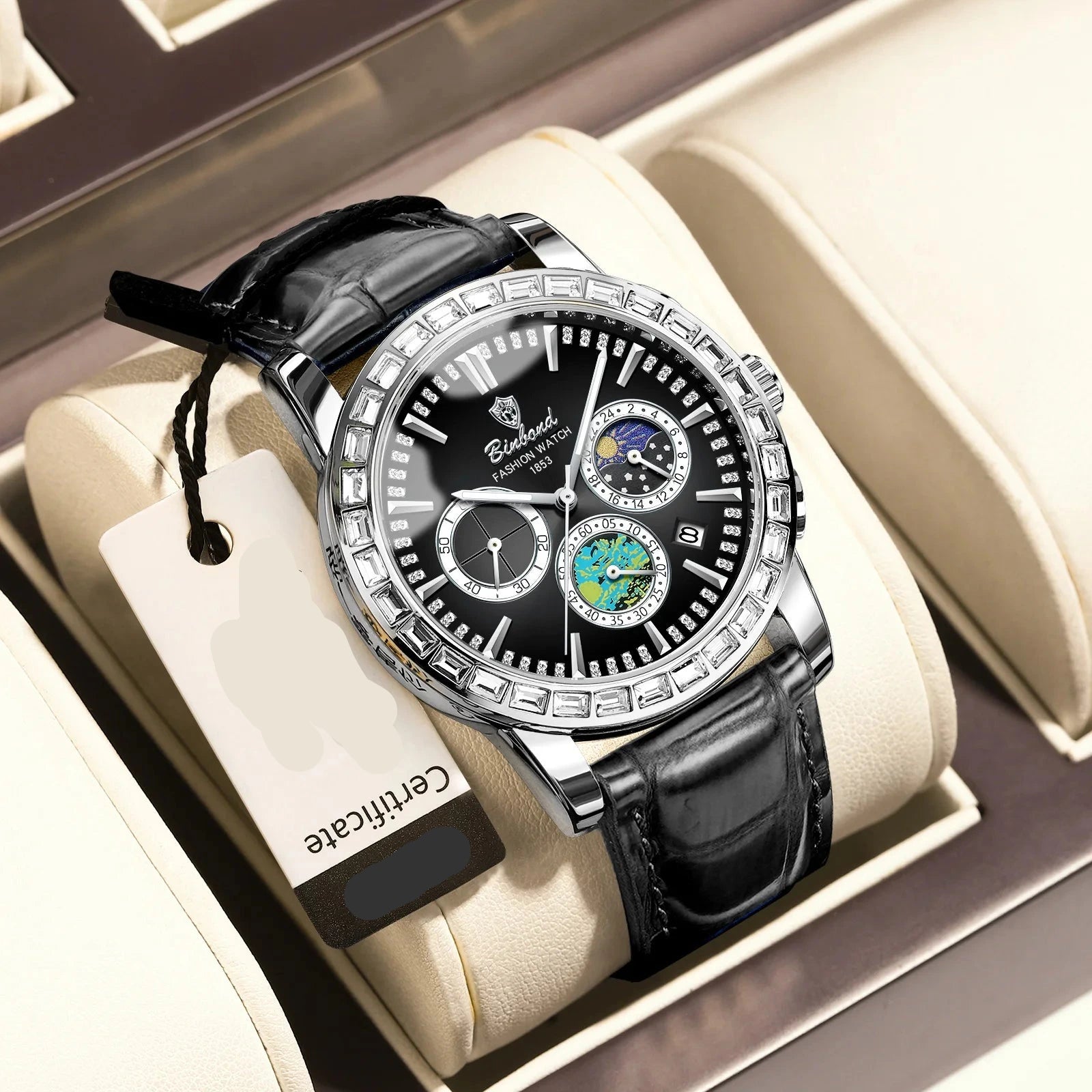 Stellar Command Binbond Diamond-Dial Luxury Chronograph