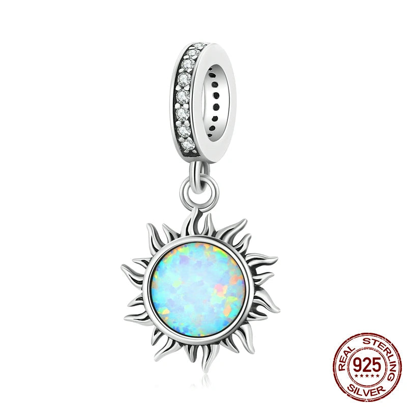 The Radiant Opal Sun Sterling Silver Pendant Charm