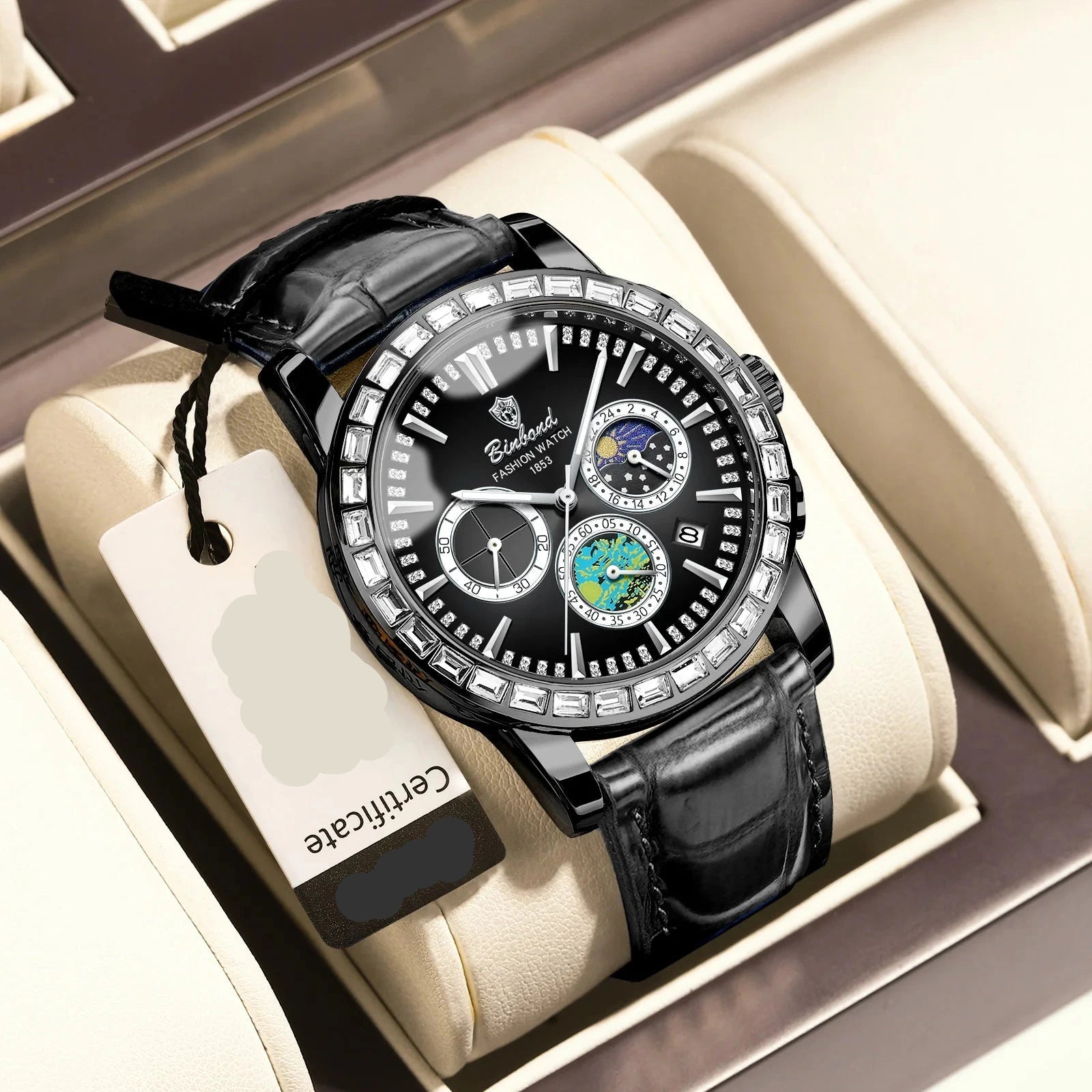 Stellar Command Binbond Diamond-Dial Luxury Chronograph