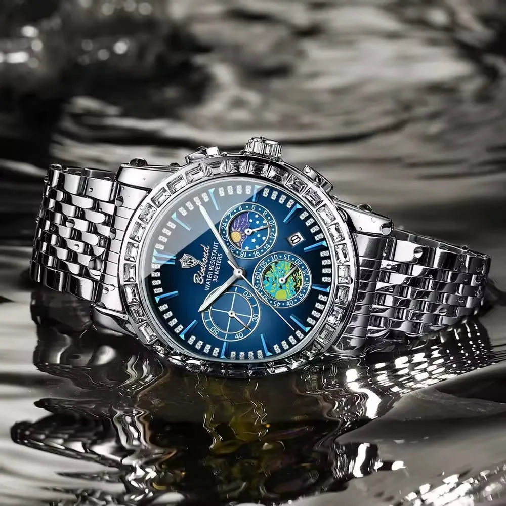 Stellar Command Binbond Diamond-Dial Luxury Chronograph