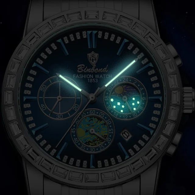 Stellar Command Binbond Diamond-Dial Luxury Chronograph