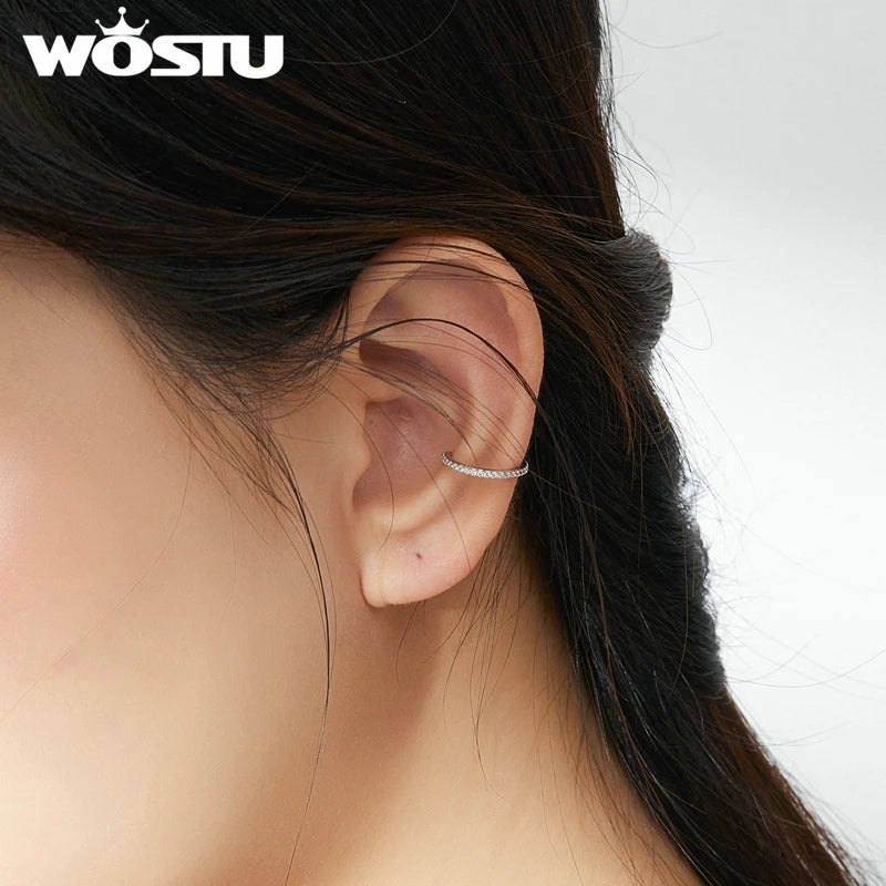 Infinite Glow: Minimalist 925 Sterling Silver Zircon Ear Cuff