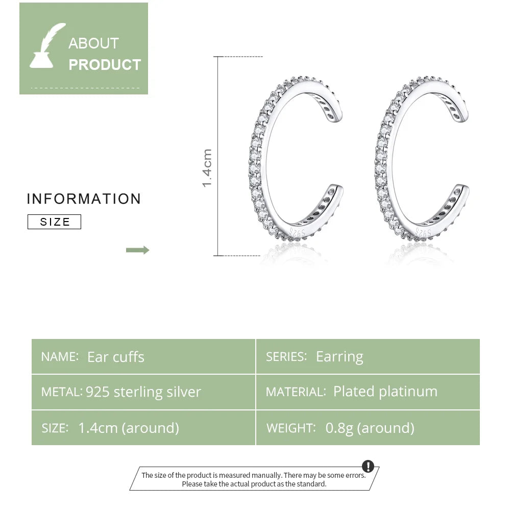 Infinite Glow: Minimalist 925 Sterling Silver Zircon Ear Cuff