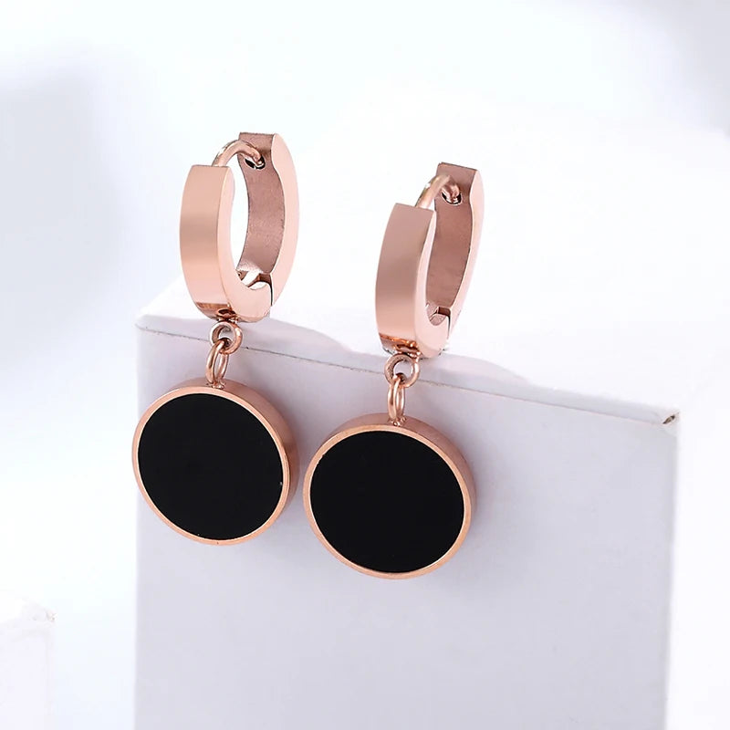 Midnight Orbit – Black Enamel Contrast Hoops