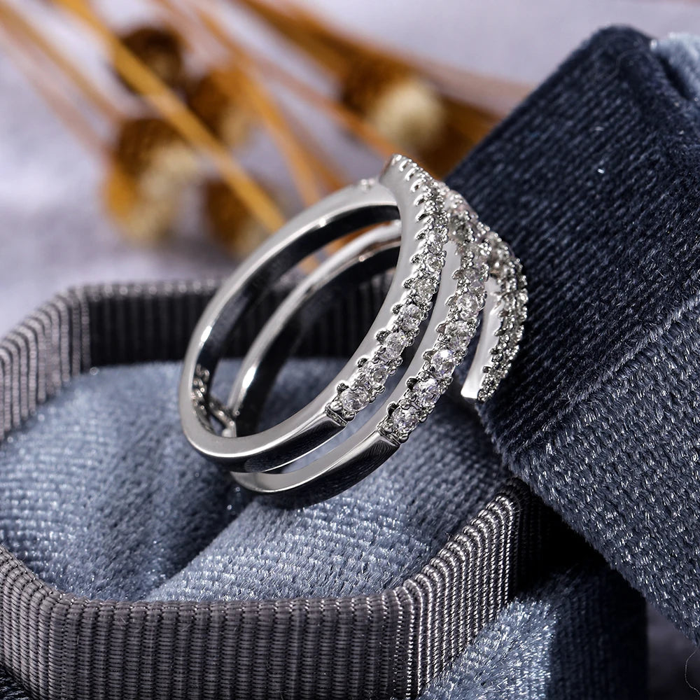 The Majestic Surround Shimmer Geometric Bridal Ring