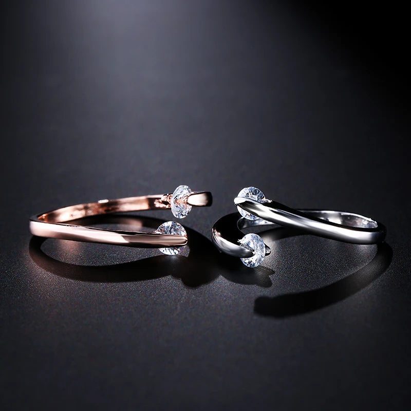 Ring – Double Round Zircon Rose Gold Elegance