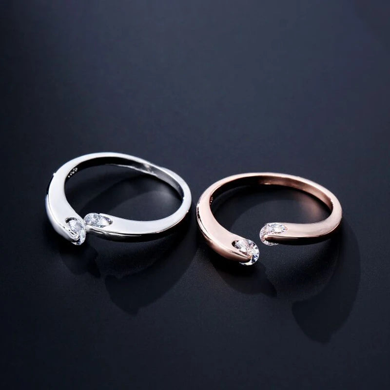 Ring – Double Round Zircon Rose Gold Elegance
