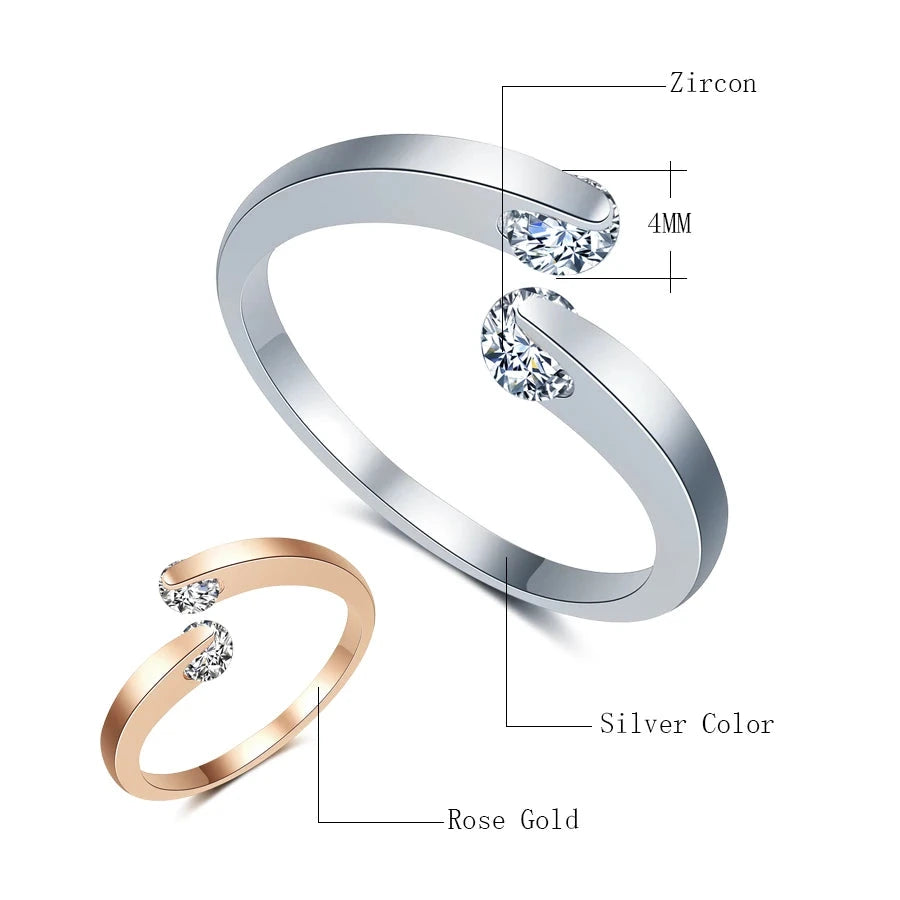 Ring – Double Round Zircon Rose Gold Elegance