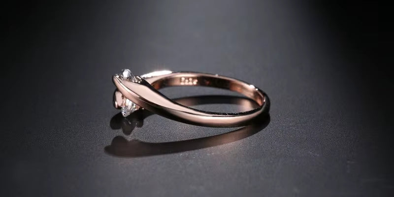 Ring – Double Round Zircon Rose Gold Elegance