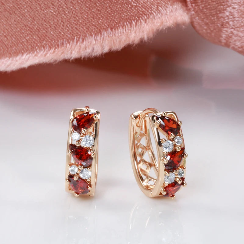 Luxury Blue Zircon Drop Earrings in Rose Gold Tone