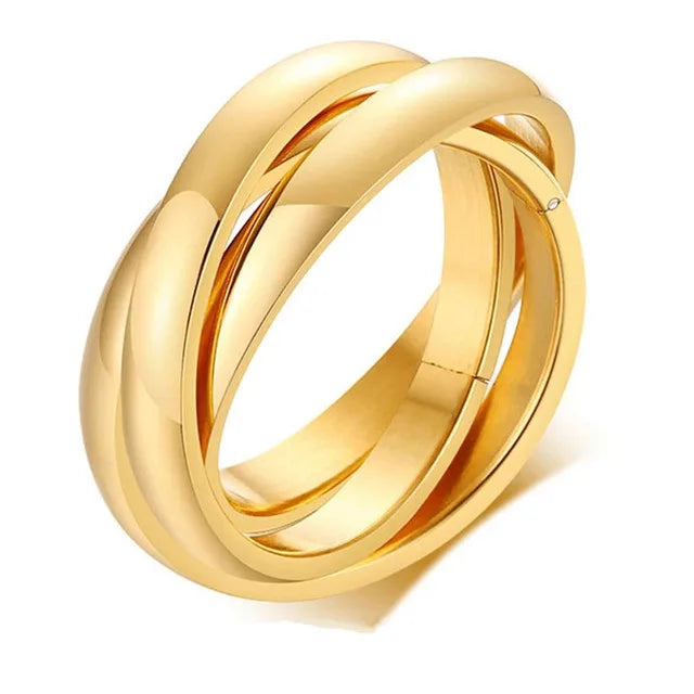 Classic Three-Round Ring Set Gold Plated Women’s Elegance