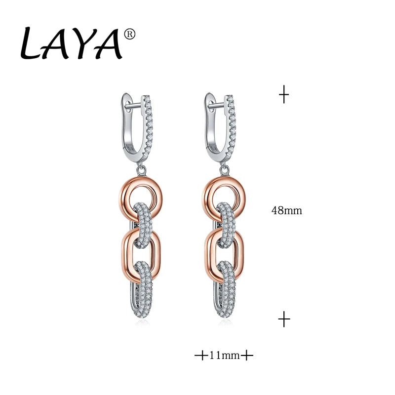 Liquid Light: LAYA Shining Zircon Long Dangling Chain Earrings