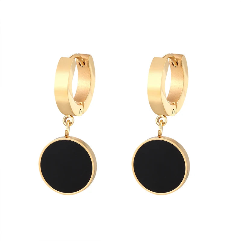 Midnight Orbit – Black Enamel Contrast Hoops