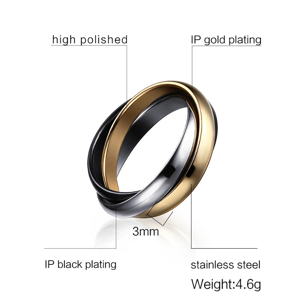 Classic Three-Round Ring Set Gold Plated Women’s Elegance