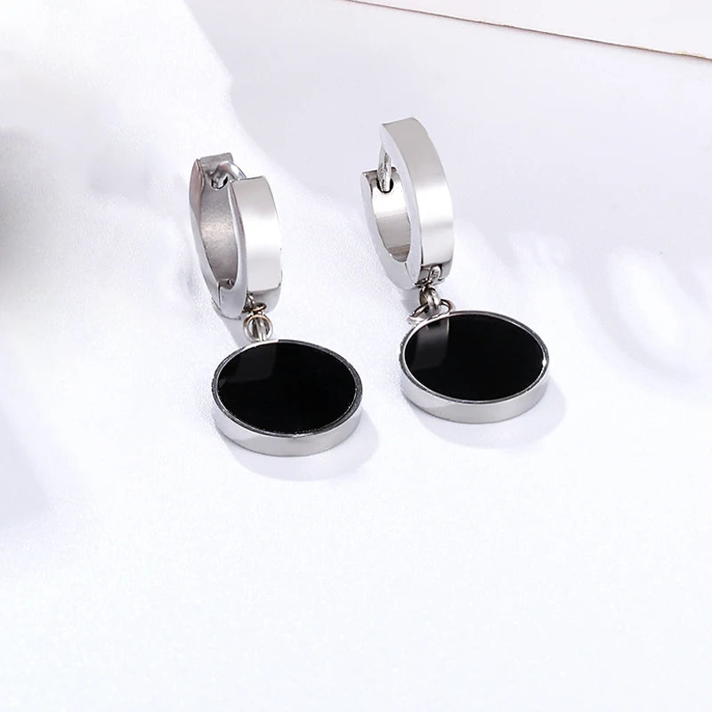 Midnight Orbit – Black Enamel Contrast Hoops