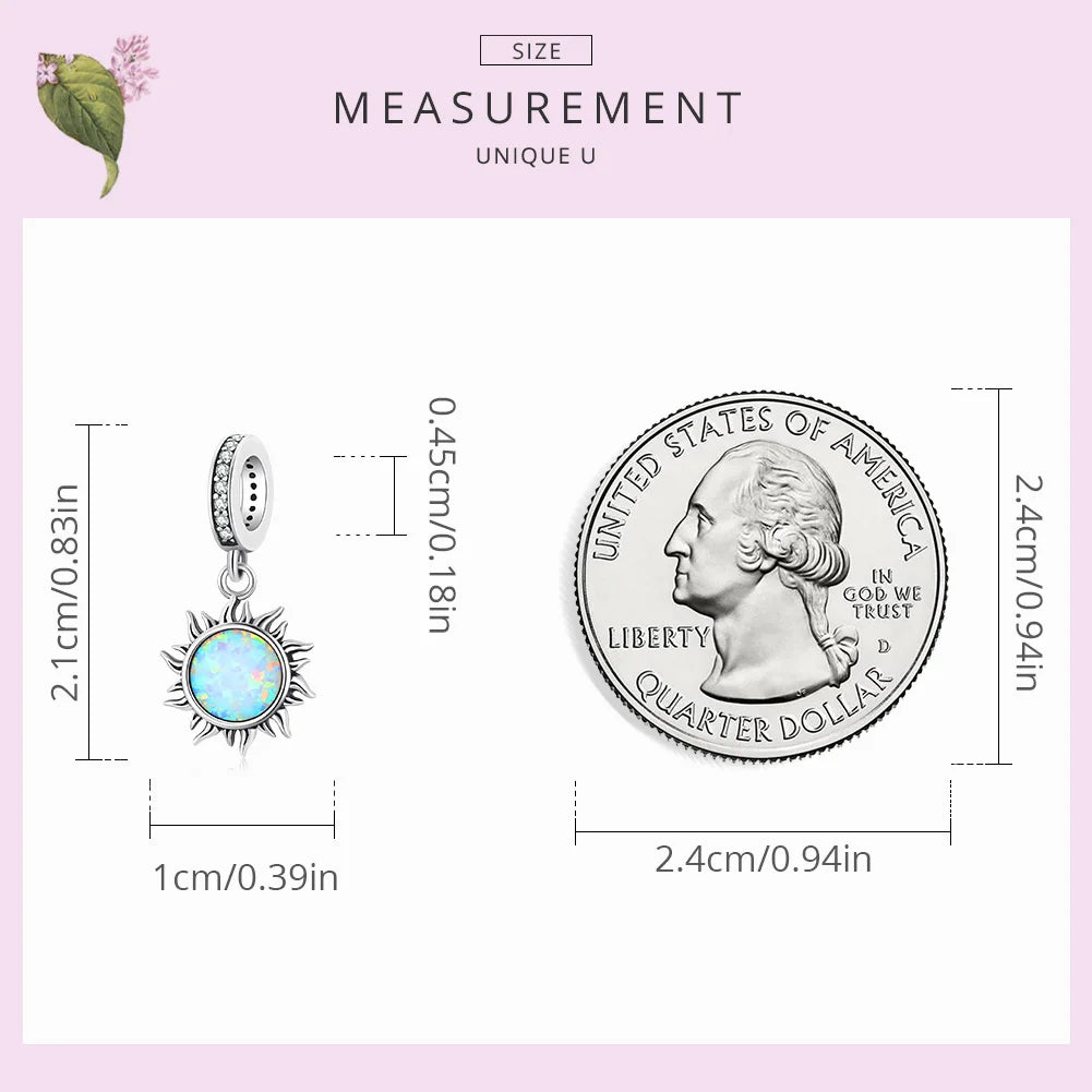 The Radiant Opal Sun Sterling Silver Pendant Charm