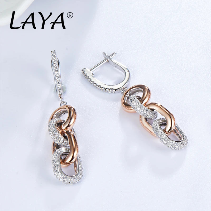Liquid Light: LAYA Shining Zircon Long Dangling Chain Earrings