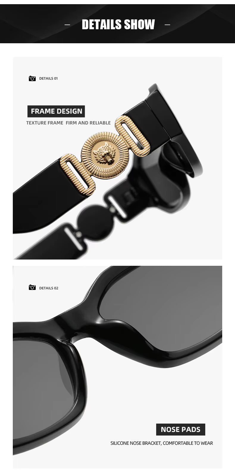 LONSY Retro Square Sunglasses for Women – Black Gradient UV400