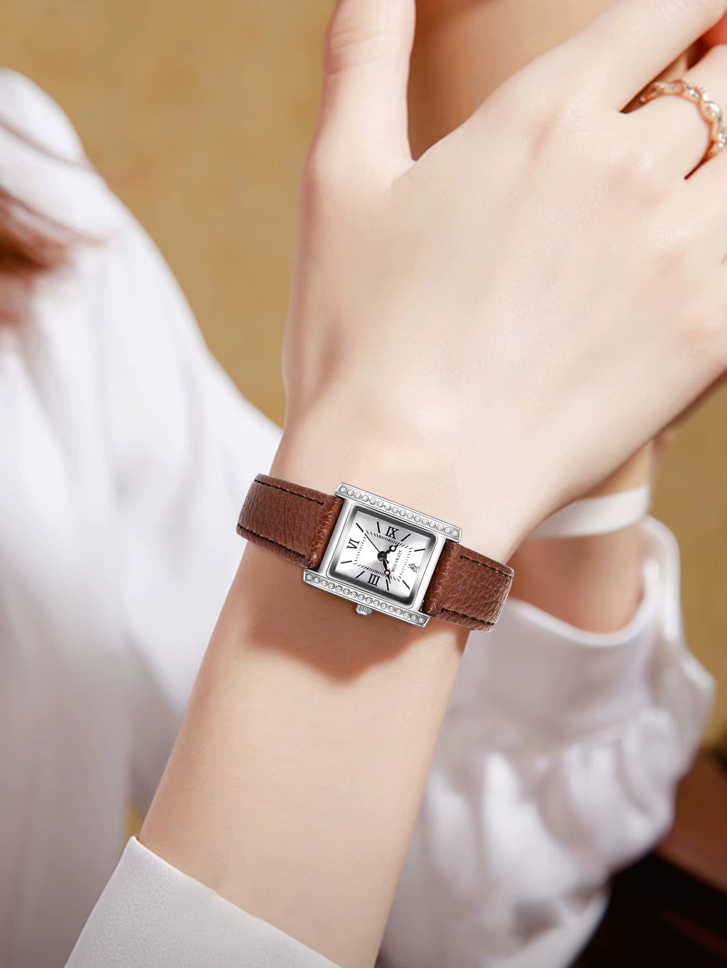 Regal Radiance Diamond-Accent Rectangle Quartz Watch