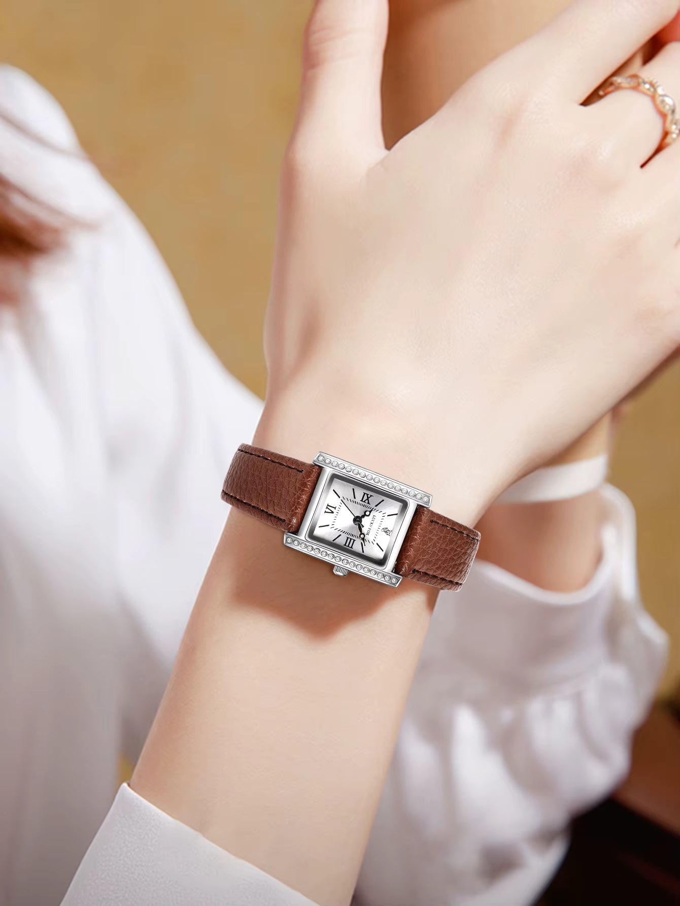 Regal Radiance Diamond-Accent Rectangle Quartz Watch