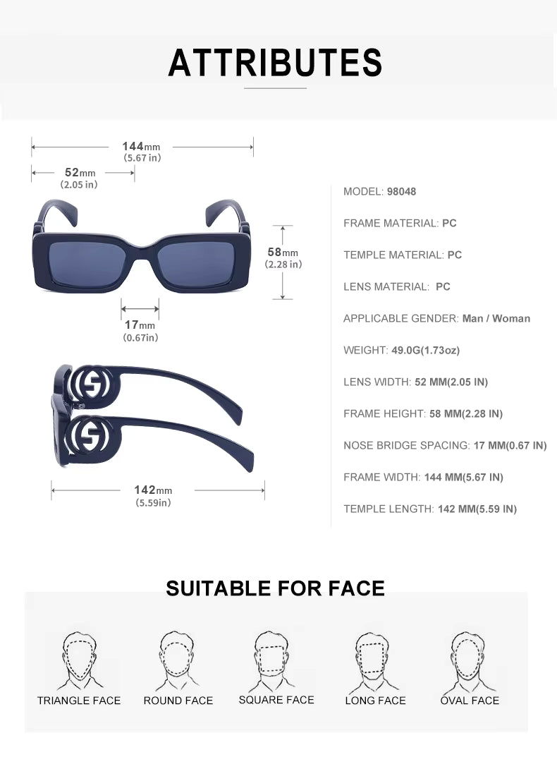 Retro Square Sunglasses with Black Gradient Lenses & UV400 Protection