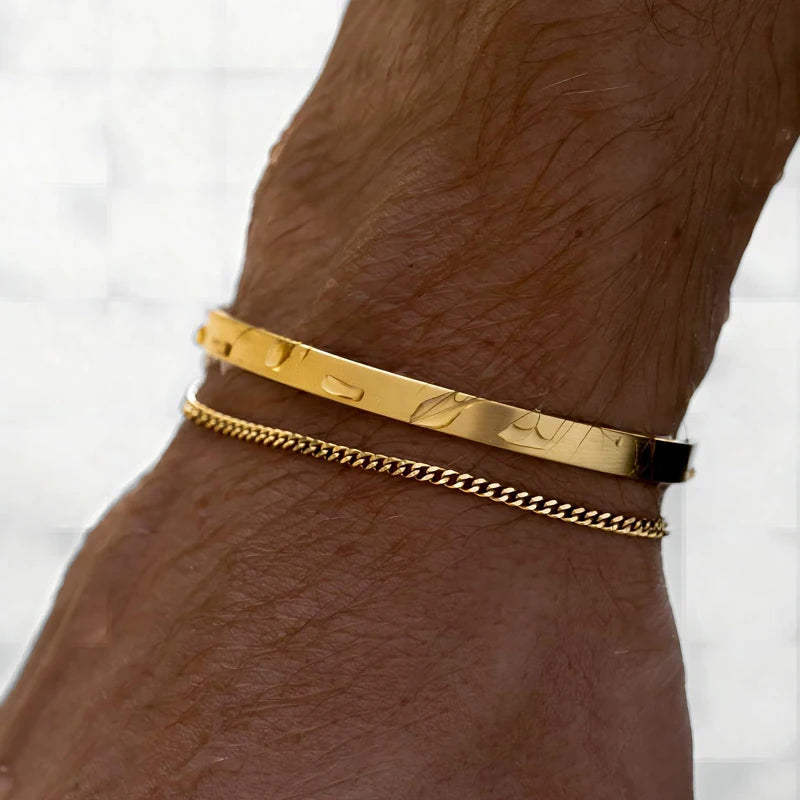 Stackable Silver & Gold Tone Men’s Bracelet Set