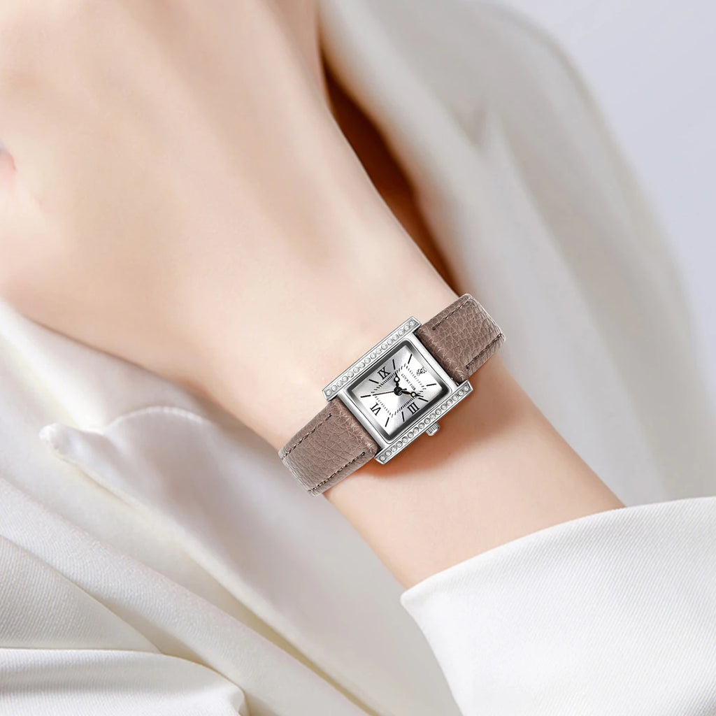 Regal Radiance Diamond-Accent Rectangle Quartz Watch