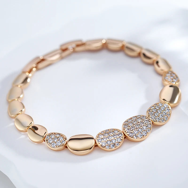 Rose Gold Oval Link Zircon Bracelet