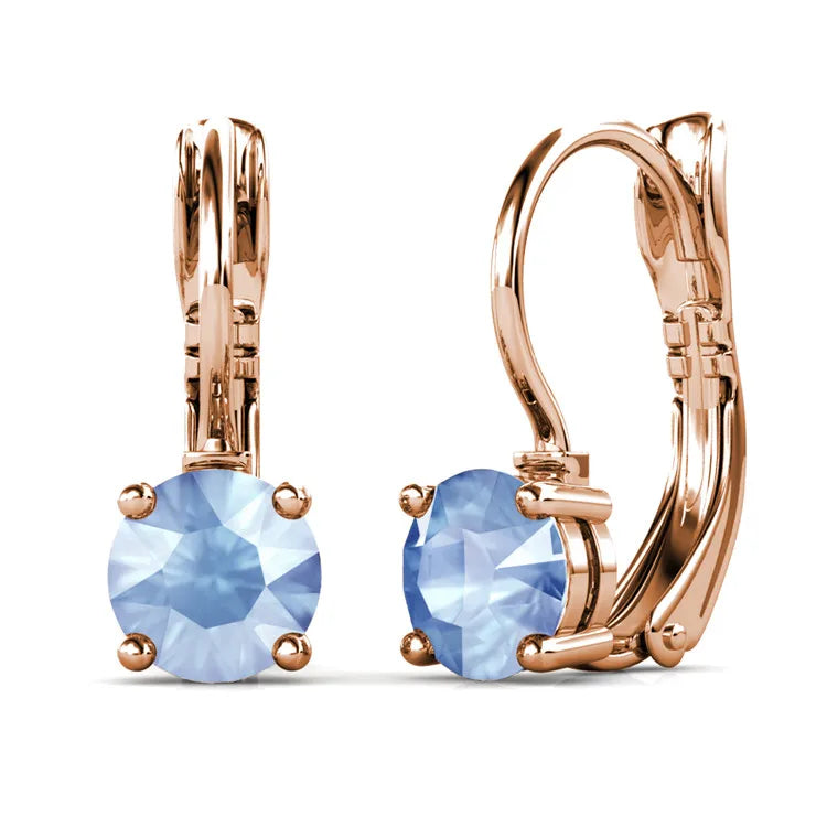 Crystalline Purity: Yolora Round Cut Swarovski Drop Earrings