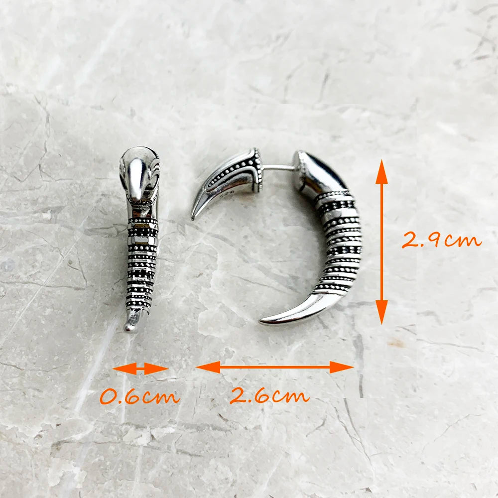 Sacred Spirals: Kathmandu Tribal Claw Earrings in 925 Sterling Silver