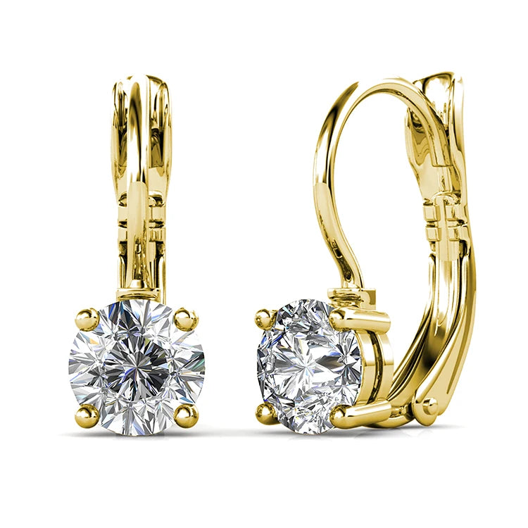 Crystalline Purity: Yolora Round Cut Swarovski Drop Earrings