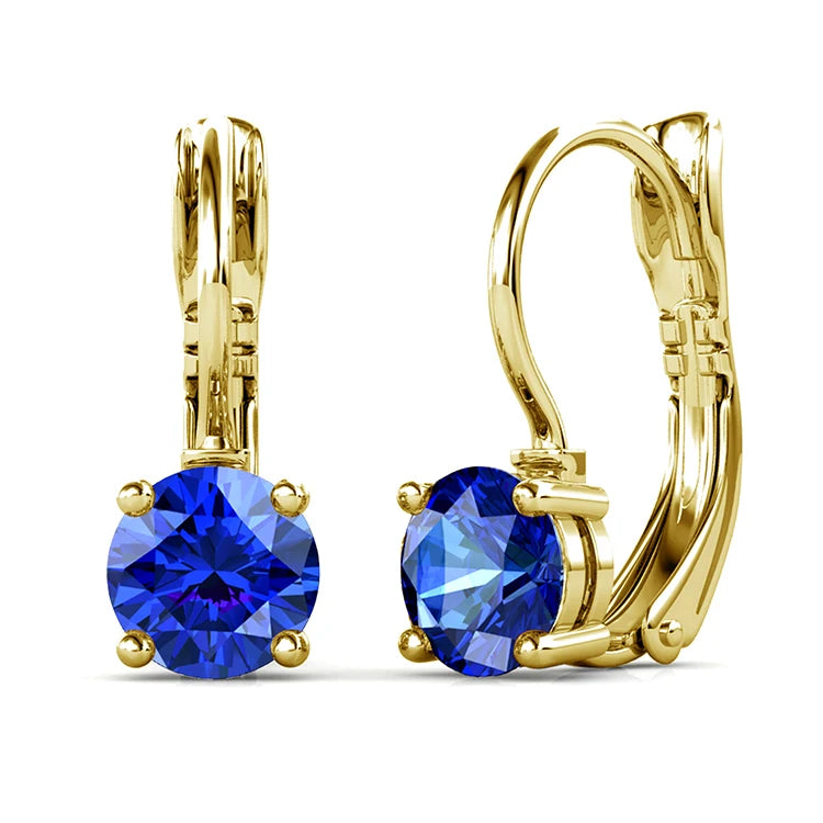 Crystalline Purity: Yolora Round Cut Swarovski Drop Earrings