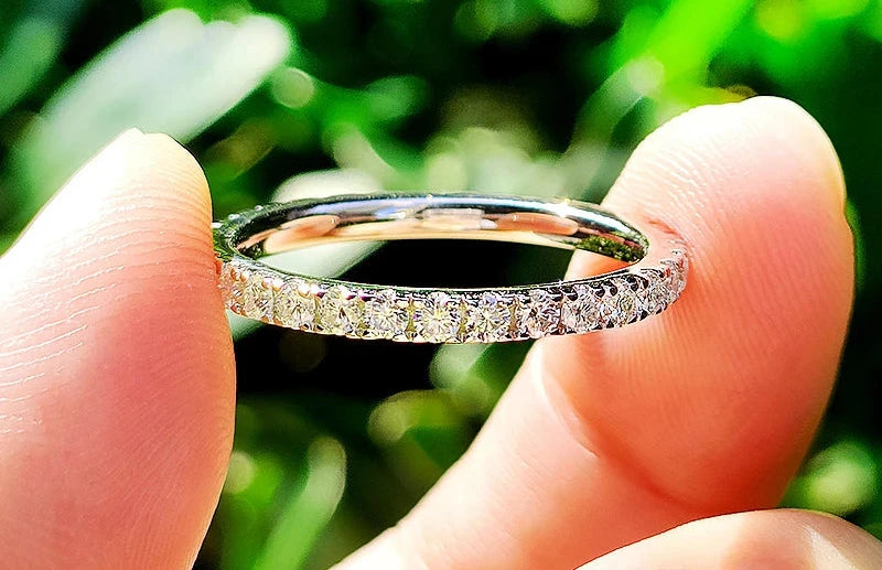 925 Sterling Silver Moissanite Band Infinite Light