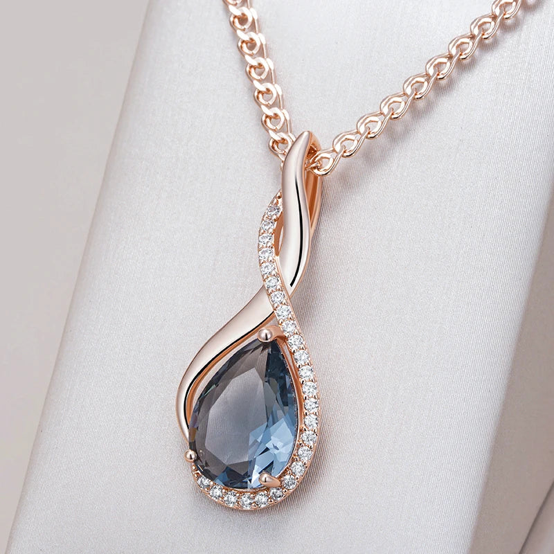 Shiny Grey Zircon Pendant Necklace Vintage