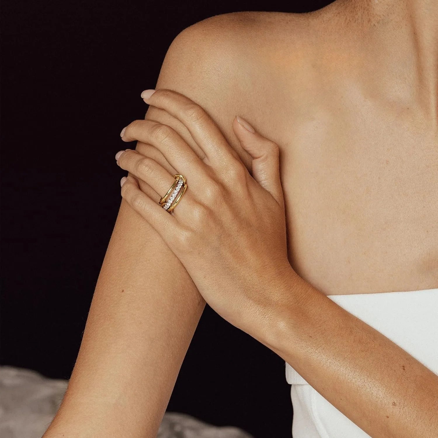 The Trinity Harmony Two-Tone Stacking Ring Set