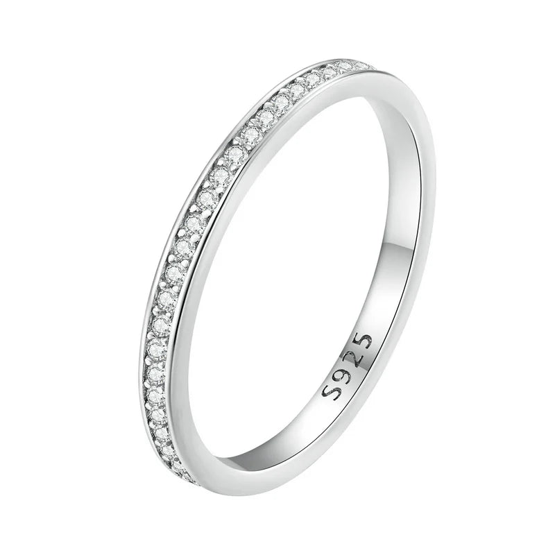 The Radiant Moissanite Eternity Band in Platinum Plated Silver