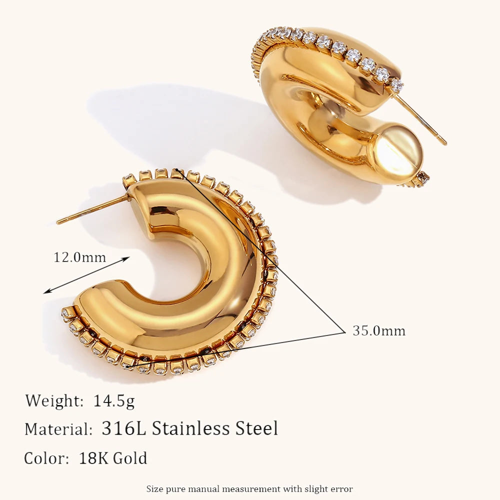 Scintillating Curves La.Muses Zircon-Bordered C-Hoops
