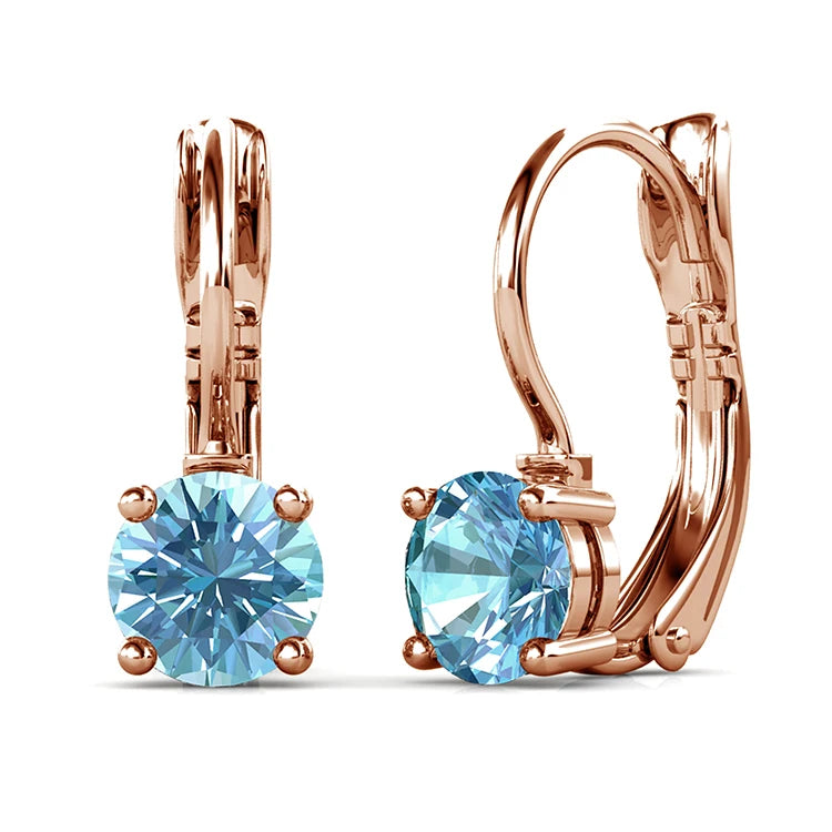 Crystalline Purity: Yolora Round Cut Swarovski Drop Earrings