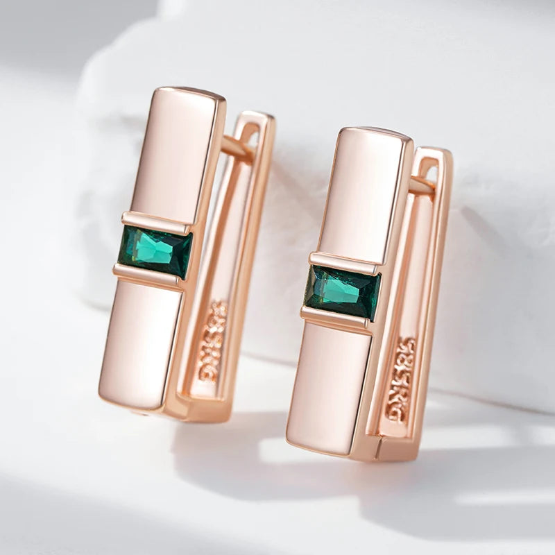 Emerald Whisper – Vintage Square Drop Earrings