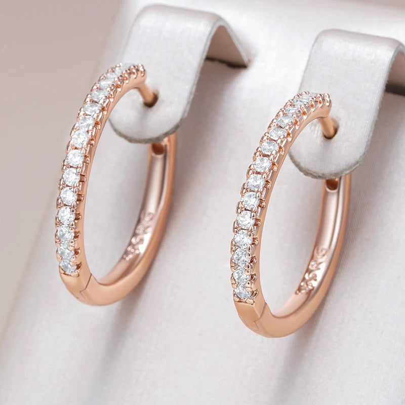 Earring – Rose Gold Hoop Zircon Statement