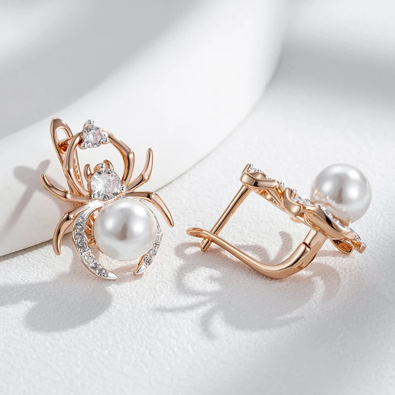 Earrings The Weaver’s Charm – Punk Spider & Pearl Drops