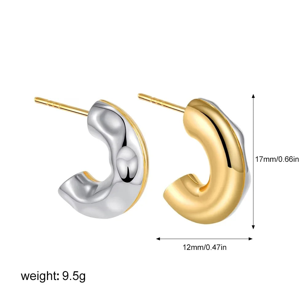 Modern Contrast: Bi-layer U-Shape Colorblocked Huggie Hoops