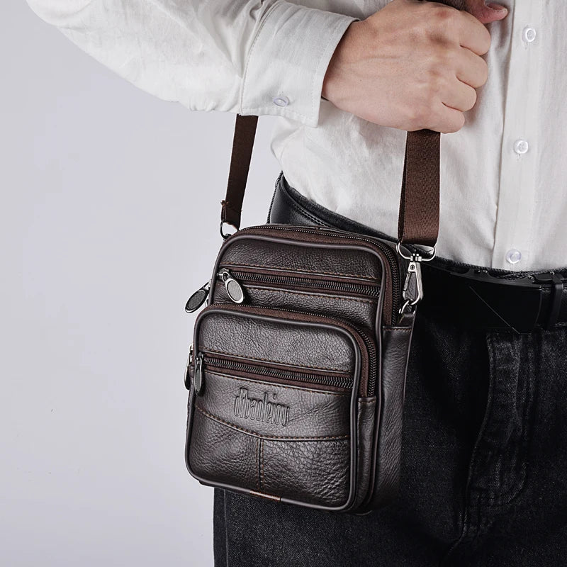 Executive Legacy Retro Vertical Genuine Leather Messenger