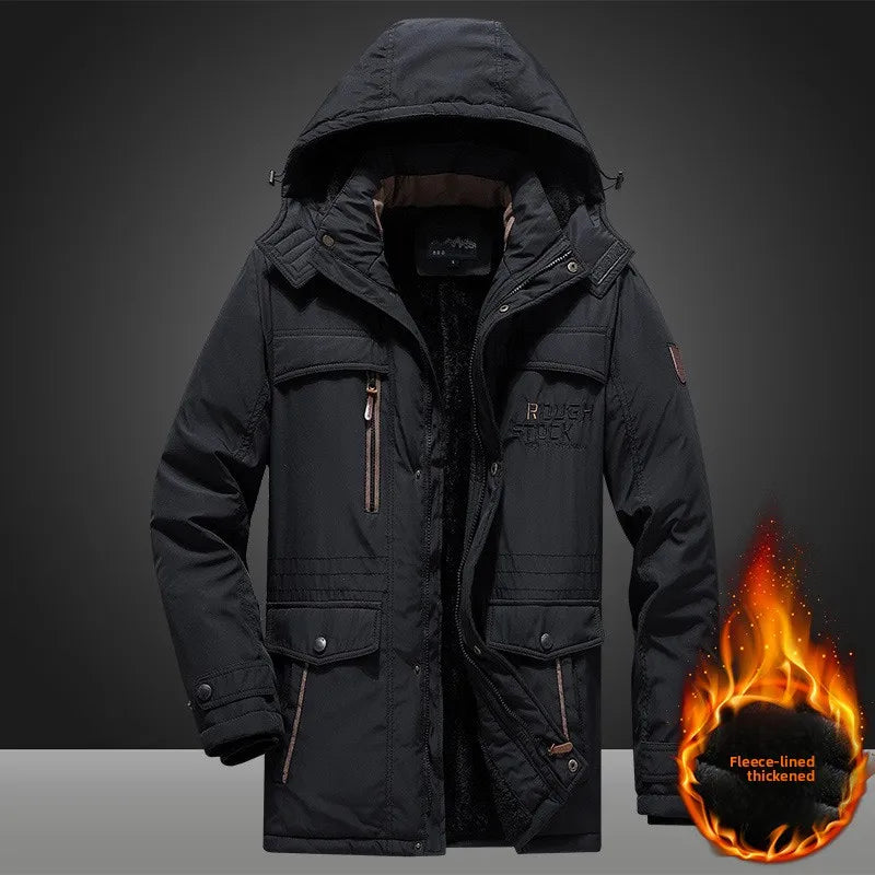 Men’s Waterproof Hooded Jacket Mid-Length Oversized Winter
