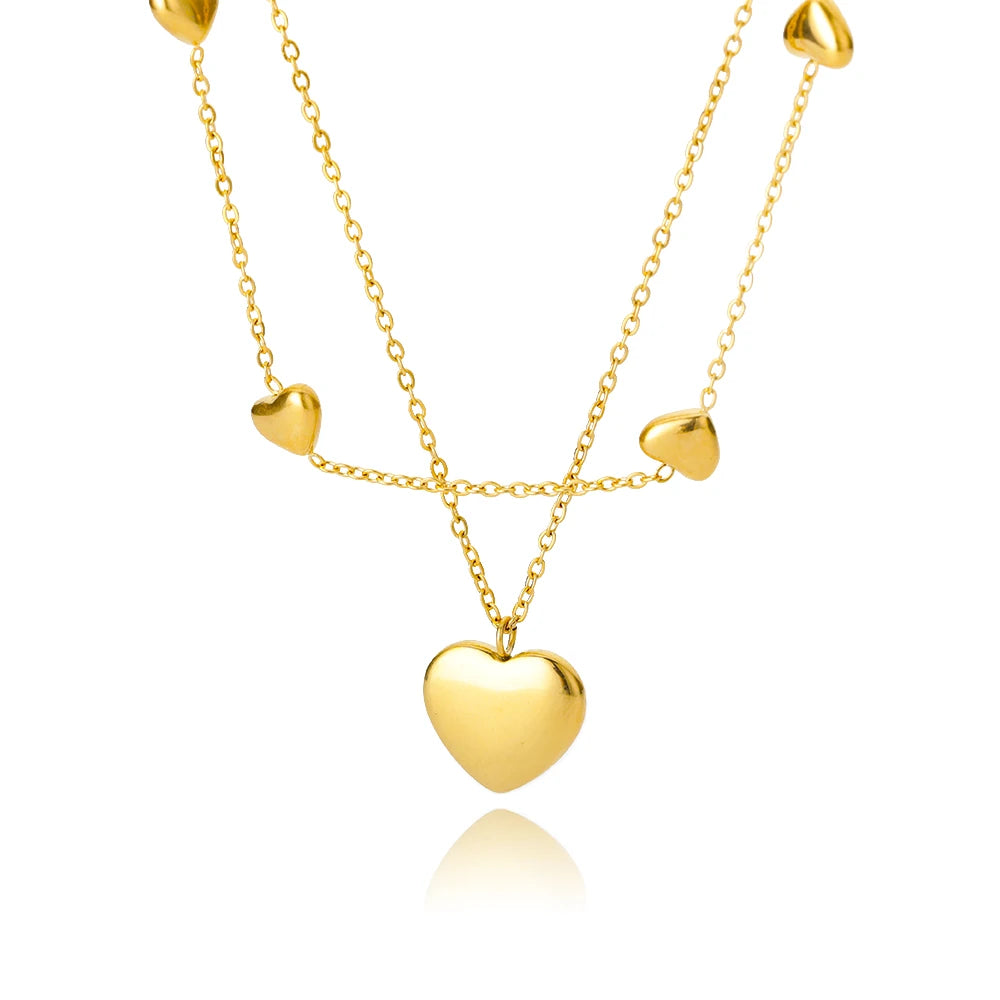 Layered Devotion – Multilayer Heart Pendant Choker
